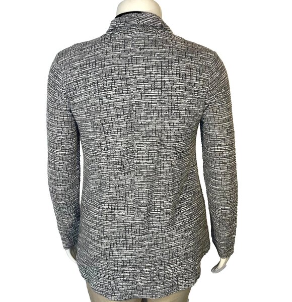 LOFT Cardigan Sweater Jacket Womens M Gray White Tweed Bouclé Open Front - Picture 6 of 12